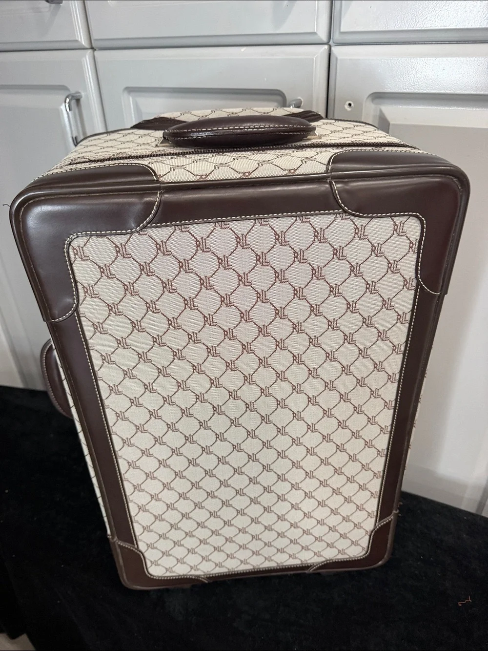 Lauren Ralph Lauren Luxury Brown & Cream Monogram Carry Case
